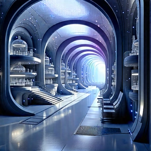 (futuristic:1.29) Research Laboratory With Image, There