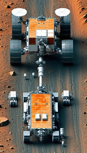 Two Large, White, And Orange Vehicles On A Dirt Road