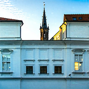 Urban Commercial Photography: Urban Street With Historic Buildings With Large White