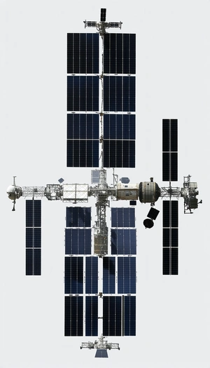 A Space Station With A Large Solar Panel On Its Side