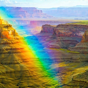 Nature Drone Photography: Rainbow over canyon floor