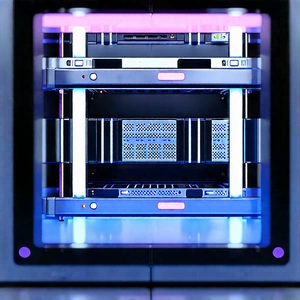 Server Rack With Neon Accents With Large, Blue,