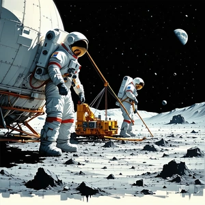 In The Image, There Are Three Astronauts Standing On The Moon