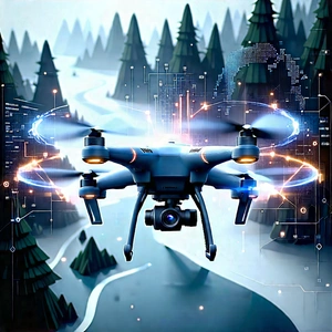 Drone With Data Visualization With Image, There