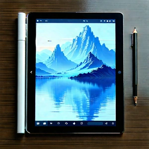 Tablet With Digital Artwork With Tablet Computer