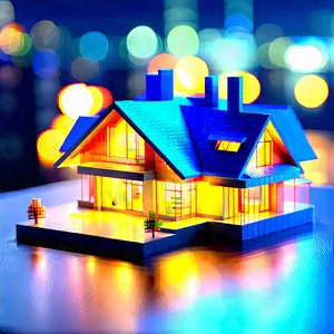 Futuristic Smart Home With Blue House