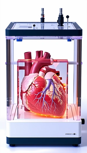 A Heart Is Displayed In A Clear Plastic Case, Showcasing Its Internal Structure