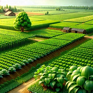Agricultural Technology In Modern Laboratory With Cartoon Depiction