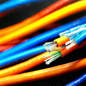 Close-up Of Fiber Optic Cables With Close-up Bunch
