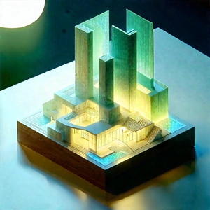 Futuristic Innovation Hub With Model Building,