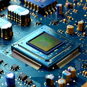 Tech Low Poly: Close-up of electronic circuit