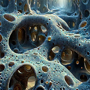 Abstract Landscape Photography: Abstract Interpretation Of Cellular Structures With Blue, Three-dimensional