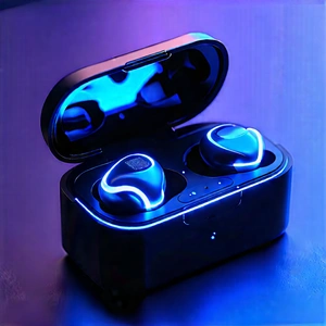 Wireless Earbuds With Glowing Screen With Pair Blue