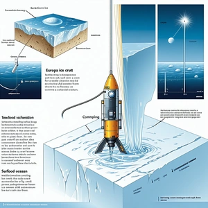 A Diagram Shows A Drilling Machine In Action, Drilling Through The Ice