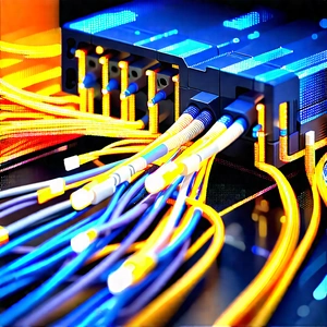 Close-up Of Fiber Optic Cables With Black Blue