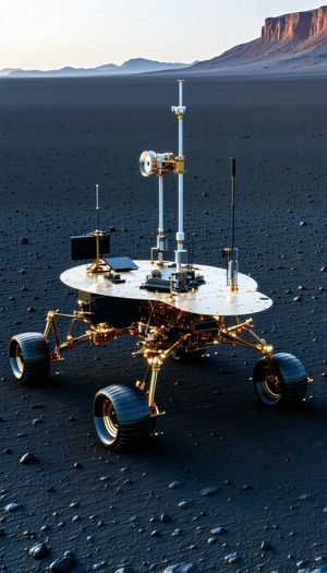 A Large, Shiny, And Gold Robotic Vehicle With A Dome-shaped Top