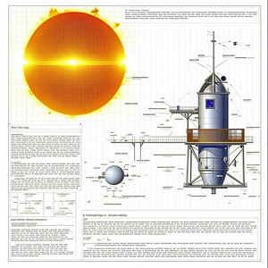 A Large Drawing Of A Space Station Is Shown, With A Large Sun In The Center