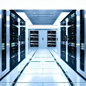 Futuristic Server Room With White Room