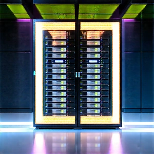 Server Rack With Holographic Projection With Large Computer