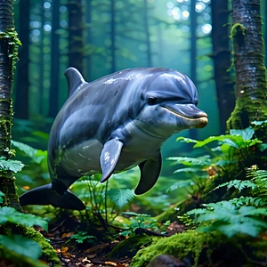 Nature Macro Photography: Dolphin In Forest Environment With Dolphin Forest