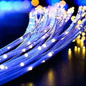 Tech Drone Photography: Close-up Of Fiber Optic Cables With Close-up Bunch