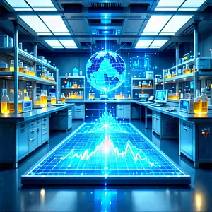 Financial Technology In Modern Laboratory With Image, There