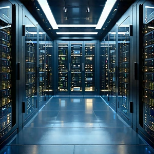 Tech Oil Painting: Futuristic Server Room With Image, There