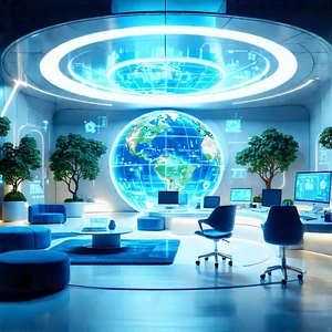 Futuristic Tech Startup Office With Futuristic Office,