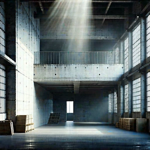 Urban Octane Render: Converted Warehouse With Minimalist Design With Large, Empty