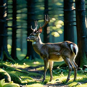 Nature Blender Artwork: Deer In Forest Environment With Deer Standing