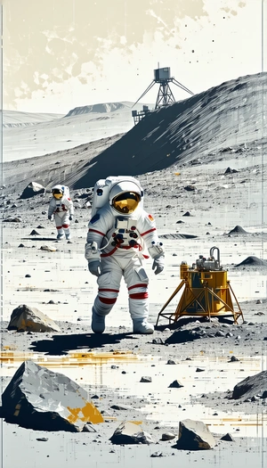In The Image, There Are Two Astronauts Standing On A Rocky Surface, Possibly On The Moon