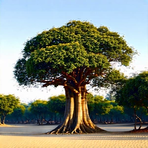 Nature Drone Photography: Ancient Tree In Dry Season With Large Tree