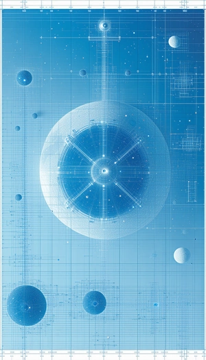 A Blue And White Image Of A Space Station Is Displayed