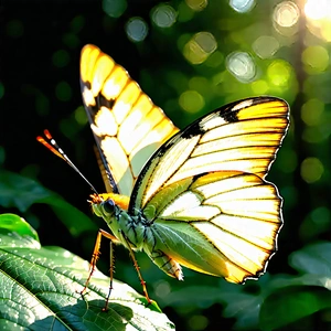 Nature Abstract Design: Butterfly In Natural Habitat With Yellow White