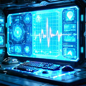 Healthcare Technology In Tech Office With Futuristic Computer