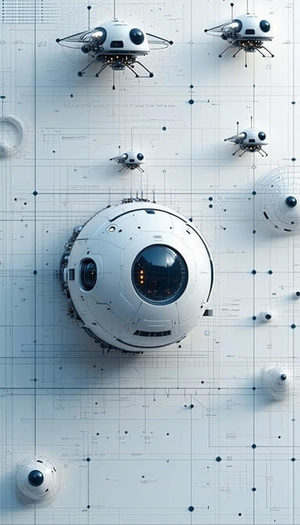 A White Sphere Is The Centerpiece Of This Image