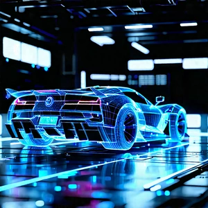 Automotive Technology In Tech Office With Futuristic Racing
