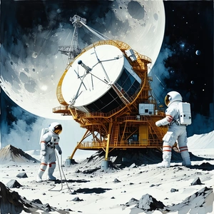 In The Image, There Are Two Astronauts Standing On The Moon, Each Holding A Ski Pole