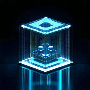 Quantum Computer With Digital Particles With Blue Blue