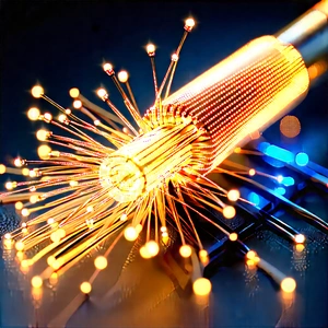 Close-up Of Fiber Optic Cables With Close-up Light