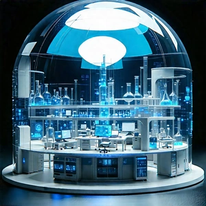 Futuristic Research Laboratory With Image, There