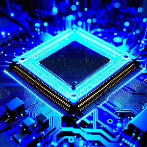 Microchip with blue light (glow:1.23)
