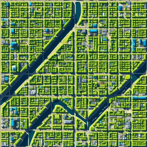 Urban Digital Illustration: Aerial view of city blocks