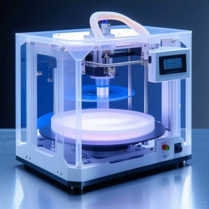 A White Plastic Machine Is Sitting On A Table