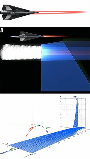 A Blue And White Jet Is Shown In A Graphic, With A Red Line Coming Out Of The Back Of The Jet