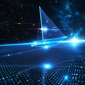A Large Sailboat Floating In A Vast
