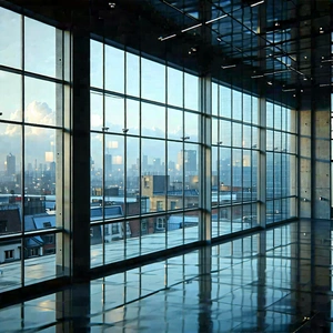 Urban Professional Photography: Urban Loft With Reflective Glass With Large Glass
