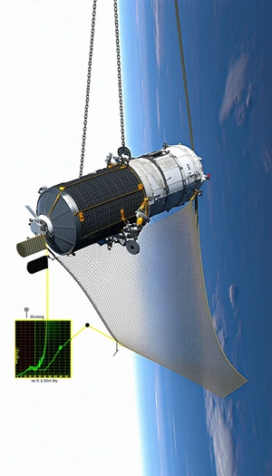 A Large Satellite Is Being Lifted Into The Air By A Crane