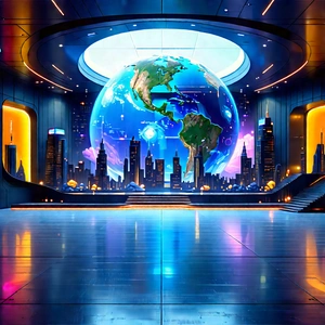 Futuristic Tech Startup Office With Large, Colorful