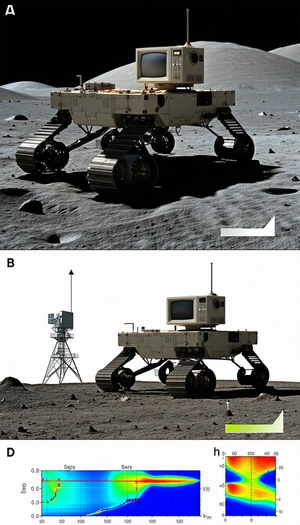 A Robotic Vehicle, Possibly A Rover, Sitting On A Rocky Surface